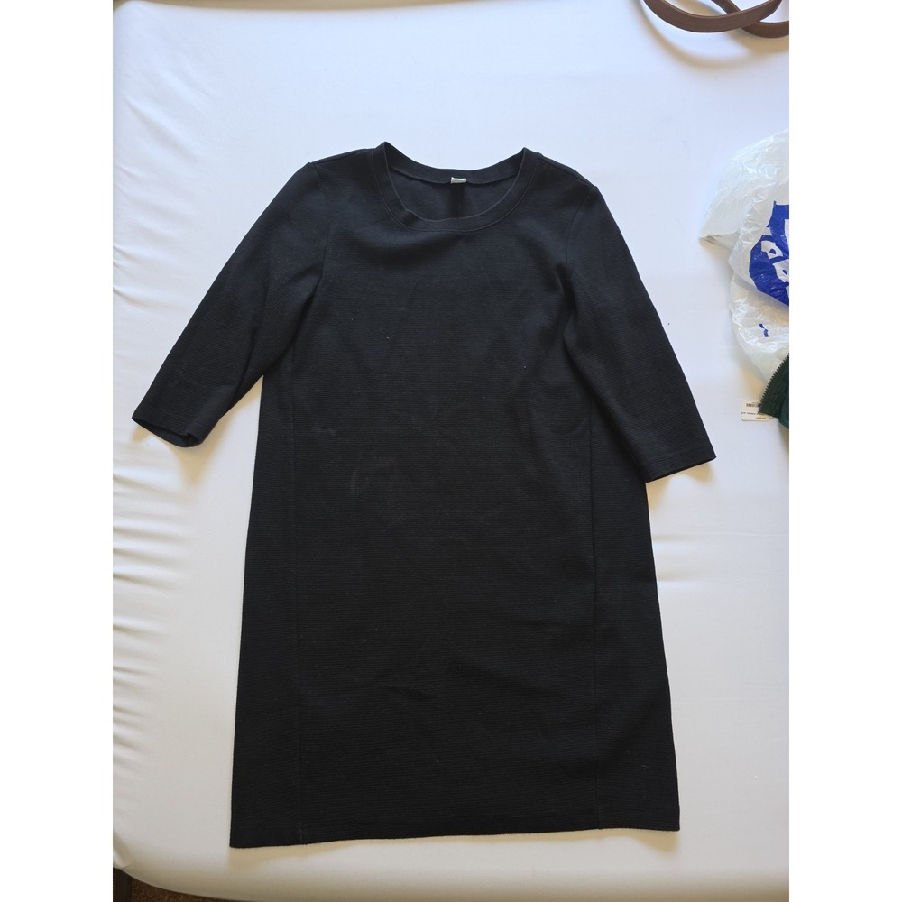 Old Navy Black Ribbed Shift Dress‎ Size Small Petite Minimalist Classic